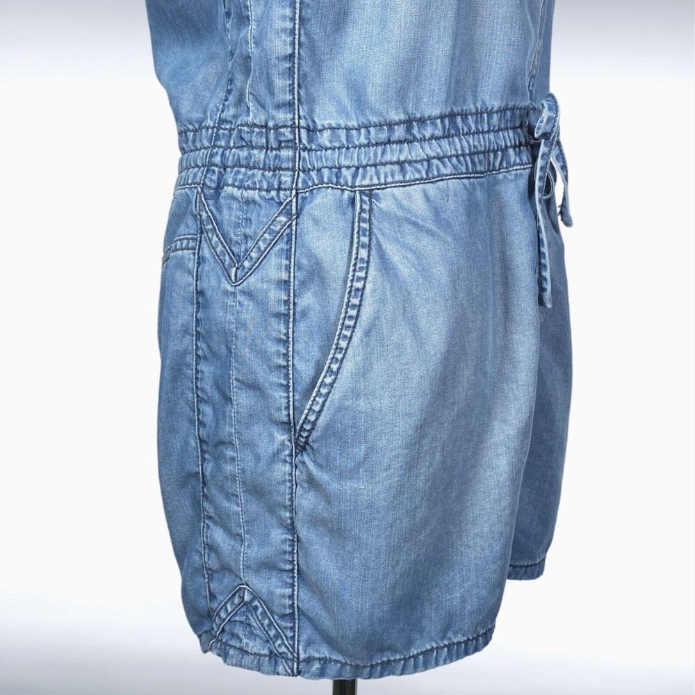 Diesel Womens Romper S Chambray Blue Sleeveless Pockets Lyocell Oversized Short - Picture 5 of 11